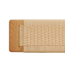 Load image into Gallery viewer, (1.2M) Woven Design Natural Oak Wood Dining Bench Bed Bench for Dining Room, Bedroom, Bathroom
