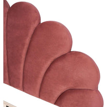 Carregar imagem no visualizador da galeria, Full Size Upholstered Platform Bed with Flower Pattern Velvet Headboard, Bean Paste Red
