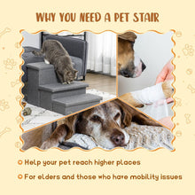 Carregar imagem no visualizador da galeria, 3-Steps Pet Stairs with Storage, Dog Steps for Couch, Bed, Pet Steps for Injured Pet, Older Pets, Small Cats, gray
