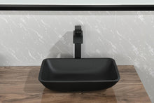 Cargar imagen en el visor de la galería, 13.0&quot; L -18.13&quot; W -4&quot; H Matte Shell Glass Rectangular Vessel Bathroom Sink in Black with Matte Black Faucet and Pop-Up Drain in Matte Black
