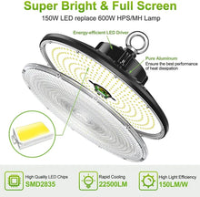 Cargar imagen en el visor de la galería, 150W High Voltage LED High Bay Light - 22,500lm Dimmable (0-10V), 5000K, IP65 Waterproof
