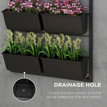 Carregar imagem no visualizador da galeria, 3-Tier Wall Planter with 6 Pots for Indoor and Outdoor Use, Hanging Plant Holder, Self Draining Wall Mounted Planter for Vegetables, Flowers, Herbs, Black
