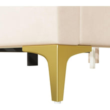 Carregar imagem no visualizador da galeria, Full Size Upholstered Platform Bed with Classic Semi-circle Shaped headboard and Mental Legs, Velvet, Beige
