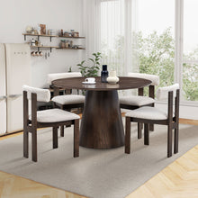 Load image into Gallery viewer, (1 Table with 4 Chairs)Wooden Dining Table Set, Modern Round MDF Kitchen Table and Boucle Upholstered Dining Chairs for Dining Room, Kitchen, Saving Space, Brown
