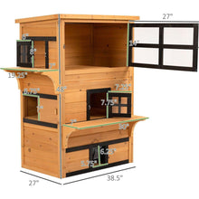 Carregar imagem no visualizador da galeria, 3-Story Cat House Feral Cat Shelter, Outdoor Kitten Condo with Raised Floor, Asphalt Roof, Escape Doors, Jumping Platforms, Yellow

