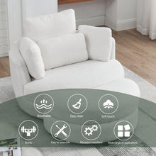 Load image into Gallery viewer, 39&quot; W Oversized Swivel Chair with moon storage ottoman for Living Room, Modern Accent Round Loveseat Circle Swivel Barrel Chairs for Bedroom Cuddle Sofa Chair Lounger Armchair, 4 Pillows, Teddy Fabric
