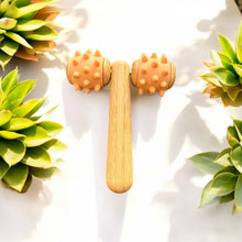 Carregar imagem no visualizador da galeria, Bamboo Body Massage Tool with Silicone Rolling Head
