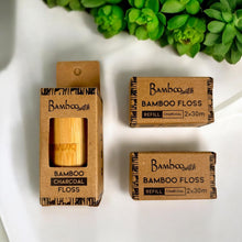 Load image into Gallery viewer, Bamboo Charcoal Floss in Bamboo Container

