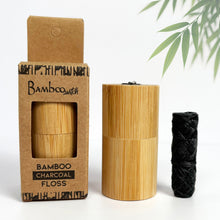 Load image into Gallery viewer, Bamboo Charcoal Floss in Bamboo Container
