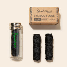 Load image into Gallery viewer, Bamboo Charcoal Floss in Glass Container
