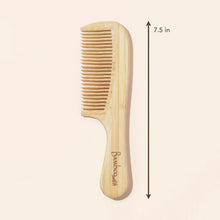 Load image into Gallery viewer, Bamboo Wide Tooth Comb with Handle | Pointed Tips
