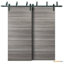 Load image into Gallery viewer, Planum 0020 Ginger Ash Double Barn Door and Black Bypass Rail
