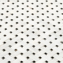 Cargar imagen en el visor de la galería, Carrara White-Toros Black Basketweave Mosaic Floor and Wall Tile - Livfloors Collection
