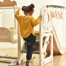 Load image into Gallery viewer, Kids Swing-N-Slide with Bus Play Structure, Freestanding Bus Toy with Slide&amp;Swing for Toddlers, Bus Slide Set with Basketball Hoop
