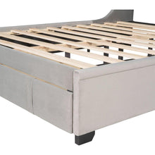 Load image into Gallery viewer, Queen Size Storage Bed Velvet Upholstered Platform Bed with Wingback Headboard and a Big Drawer (Gray)
