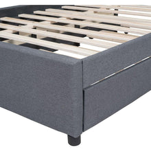 Load image into Gallery viewer, Full Size Upholstered Platform Bed with 2 Drawers and 1 Twin Size Trundle, Classic Headboard Design, Gray
