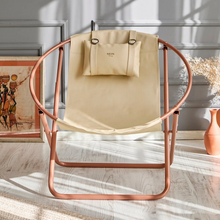 Carregar imagem no visualizador da galeria, Faux Leather Folding Chair Metal Frame Beige
