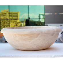 Load image into Gallery viewer, Beige Travertine Natural Stone Drop-in Bathroom Sink Honed and Filled (D)16&quot; (H)6&quot;
