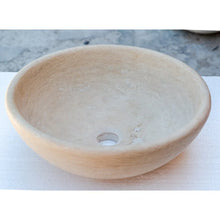 Carregar imagem no visualizador da galeria, Beige Travertine Natural Stone Above Vanity Vessel Sink Honed and Filled (D)16&quot; (H)6&quot;
