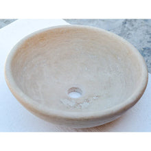Carregar imagem no visualizador da galeria, Beige Travertine Natural Stone Above Vanity Vessel Sink Honed and Filled (D)16&quot; (H)6&quot;

