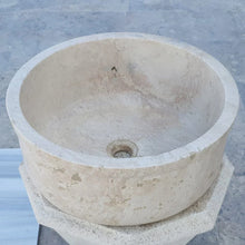 Load image into Gallery viewer, Natural Stone Beige Travertine Self-Rimming Above vanity or Drop-in Bathroom Sink

