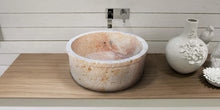 Load image into Gallery viewer, Natural Stone Beige Travertine Self-Rimming Above vanity or Drop-in Bathroom Sink
