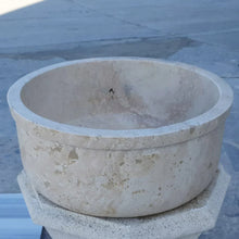 Load image into Gallery viewer, Natural Stone Beige Travertine Self-Rimming Above vanity or Drop-in Bathroom Sink
