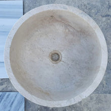 Load image into Gallery viewer, Natural Stone Beige Travertine Self-Rimming Above vanity or Drop-in Bathroom Sink
