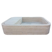 Load image into Gallery viewer, Beige Travertine Rectangular Wall-mount Bathroom Sink Hidden Drain (W)16&quot; (L)24&quot; (H)5&quot;
