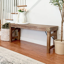 Carregar imagem no visualizador da galeria, Vintage-Inspired Reclaimed Wood Folding Bench
