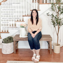 Carregar imagem no visualizador da galeria, Vintage-Inspired Reclaimed Wood Folding Bench
