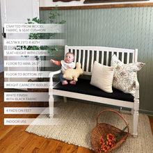 Load image into Gallery viewer, Vintage-Inspired Wooden Bench with Upholstered Seat
