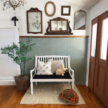 Load image into Gallery viewer, Vintage-Inspired Wooden Bench with Upholstered Seat
