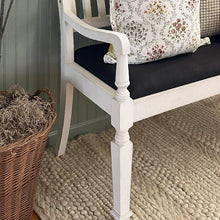 Load image into Gallery viewer, Vintage-Inspired Wooden Bench with Upholstered Seat
