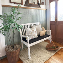 Load image into Gallery viewer, Vintage-Inspired Wooden Bench with Upholstered Seat
