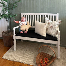 Load image into Gallery viewer, Vintage-Inspired Wooden Bench with Upholstered Seat

