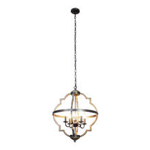 Load image into Gallery viewer, Bennington 4-Light Brown Wood Chandelier
