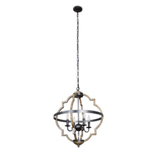 Carregar imagem no visualizador da galeria, Bennington 4-Light Brown Wood Chandelier
