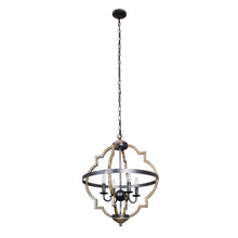 Load image into Gallery viewer, Bennington 4-Light Brown Wood Chandelier
