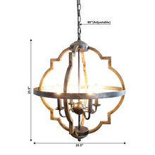 Carregar imagem no visualizador da galeria, Bennington 4-Light Brown Wood Chandelier
