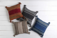 Cargar imagen en el visor de la galería, Bensalem Black Geometric Fringe Throw Pillow
