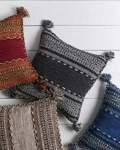 Cargar imagen en el visor de la galería, Bensalem Black Geometric Fringe Throw Pillow
