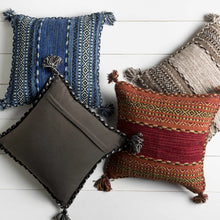 Cargar imagen en el visor de la galería, Bensalem Black Geometric Fringe Throw Pillow
