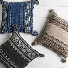 Cargar imagen en el visor de la galería, Bensalem Black Geometric Fringe Throw Pillow
