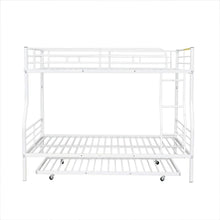Load image into Gallery viewer, Full XL Over Queen Metal Bunk Bed with Trundle, White
