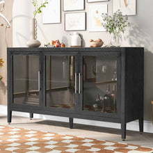 Load image into Gallery viewer, Wood Storage Cabinet with Three tempered glass doors and Adjustable Shelf,Suitable for living room, study and entrance
