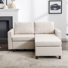 Carregar imagem no visualizador da galeria, 2 Seat Module Sectional Sofa Couch With 1 Ottoman for living room,Seat Cushion and Back Cushion Non-Removable and Non-Washable,Cream
