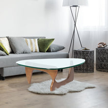 Load image into Gallery viewer, Light walnut Triangle coffee table Wood Base for living room
