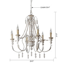 Cargar imagen en el visor de la galería, Billiter 6-Light Wood White Chandelier
