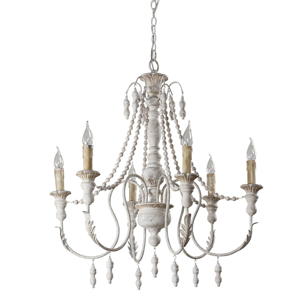 Billiter 6-Light Wood White Chandelier